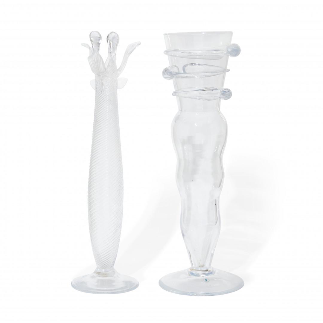 DAVID PALTERER Due vasi per Sardinia Crystal - Two vases for Sardinia Crystal: DAVID PALTERER 1949 Due vasi per Sardinia Crystal 1996 Vetro. Firmati. 54,5 x 18,5 x 18,5 cm 55 x 15 x 15 cm - Two vases for Sardinia Crystal 1996 Glass. Signed. 21.46 x 7.28 x 7.28 in. 21.65 x 5.91 x