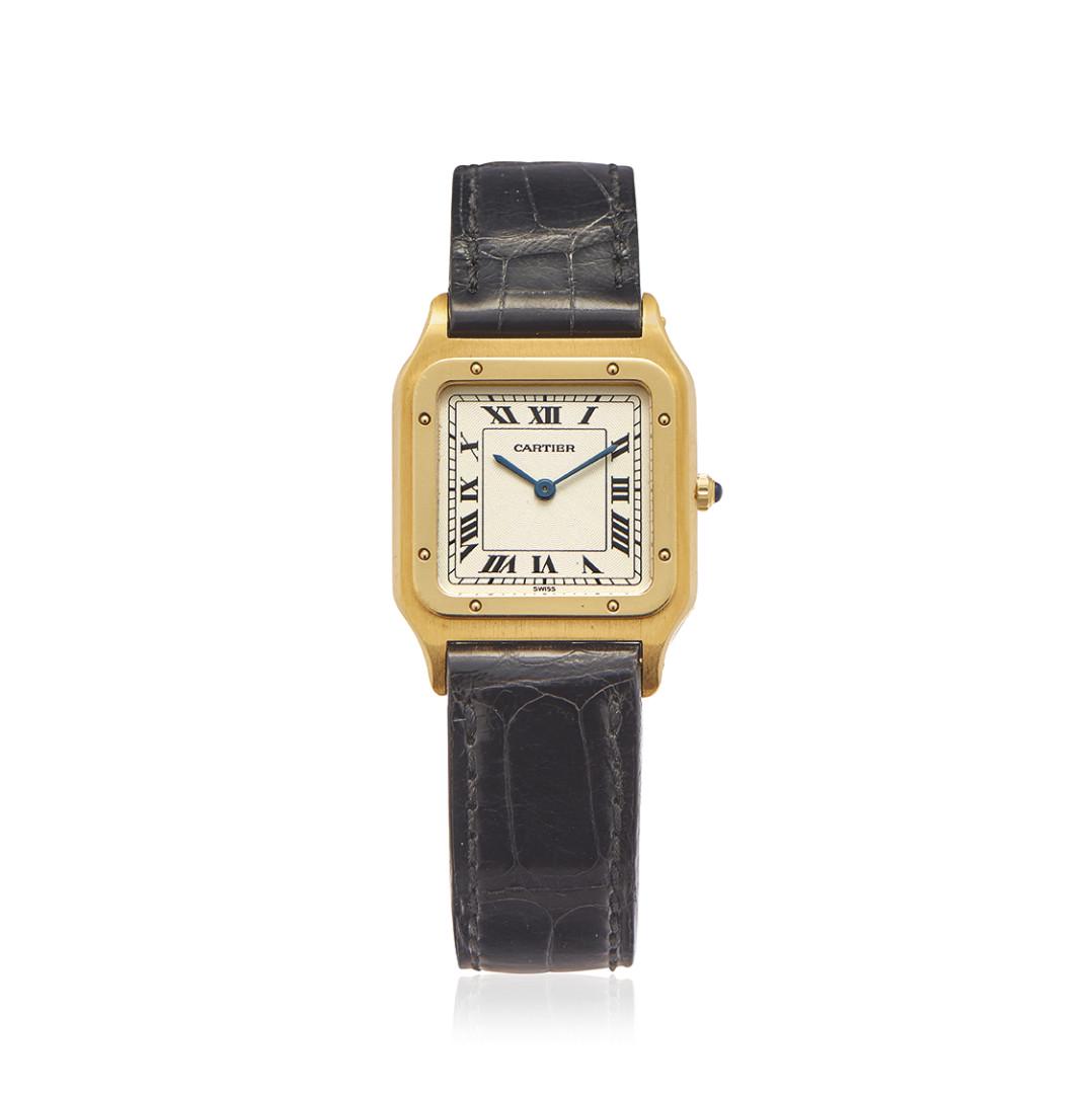 CARTIER PANTHÃˆRE GALBÃ‰ IN GOLD, BOX AND PAPER, SOLD IN 1992: CARTIER PANTHÃˆRE GALBÃ‰ IN GOLD, BOX AND PAPER, SOLD IN 1992 Case: signed, n. 8210540628, three-body in 18K gold, caseback with screws on sides, crown sets with cabochon, screwed bars. Bracelet/
