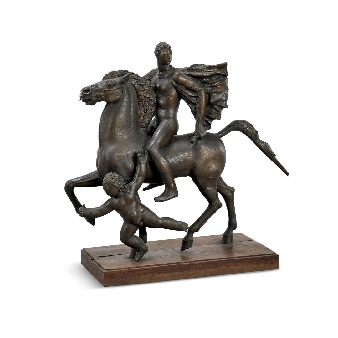 ANGELO BIANCINI 1911-1988 - Sculpture group: Sculpture group end of 1930s Bronze with patina on a wooden base, brass plate on the base 'Angelo Biancini Castelbolognese'. 45.67 x 50.00 x 19.68 in.