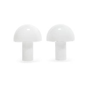 LUCIANO VISTOSI 1931 Two 'Onfale' table lamps for Artemide: Two 'Onfale' table lamps for Artemide 1978 Glass. Manufacturer's label. 17.72 x 13.39 x 13.39 in.