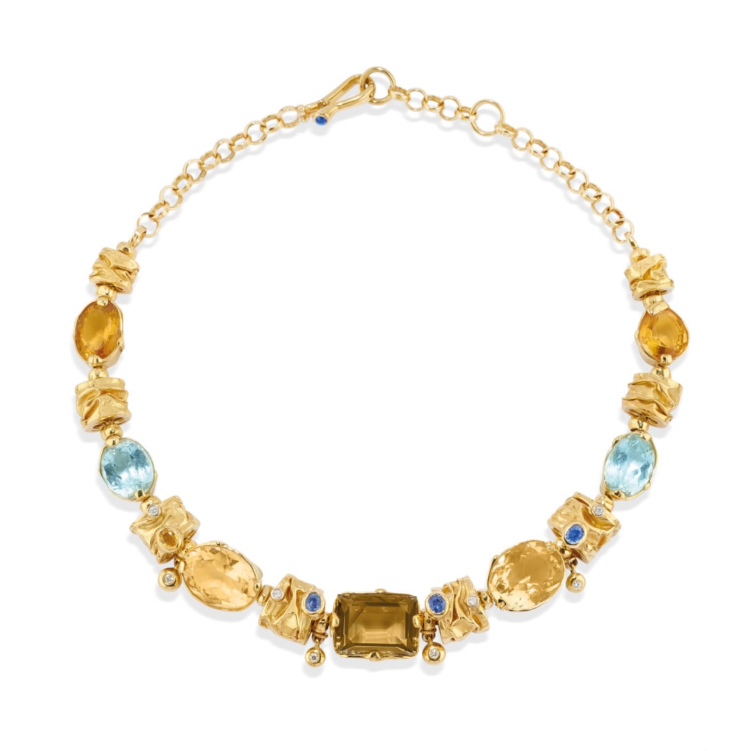 SEMIPRECIOUS GEM, BLUE SAPPHIRE AND DIAMOND NECKLACE, MISANI (1 of 2)