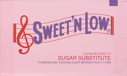 SYLVIE FLEURY 1961 Sweetâ€™n Low: Sweetâ€™n Low 1994 Silkscreen on canvas, ed. 92/200. 11.81 x 19.68 in. Signed and numbered on the reverse on the canvas.