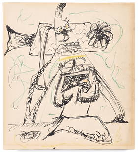 ARSHILE GORKY 1904-1948 Untitled 1954: Ink, pen and wax crayon on paper. 10.08 x 9.06 in.