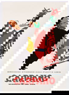 ARMANDO TESTA 1917-1992 Carpano / Brindisi con Cavour 1956: Litografia a colori, Arti Grafiche Pirovano, Milano. Qualità: B. Telato. 100,00 x 70,00 cm - Color lithograph, Arti Grafiche Pirovano, Milano. Condition: B. Backed on linen. 39.37 x 27.56 in.