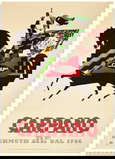 ARMANDO TESTA 1917-1992 Carpano / Vermuth Re 1956: Litografia a colori, Arti Grafiche Pirovano, Milano. Qualità: B-. 140,00 x 100,00 cm - Color lithograph, Arti Grafiche Pirovano, Milano. Condition: B-. 55.12 x 39.37 in.