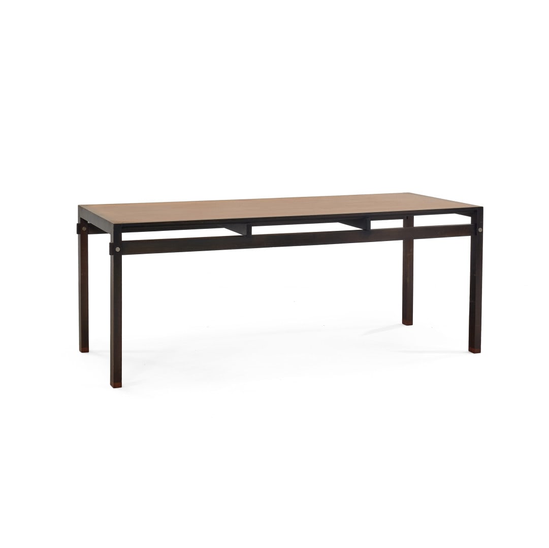 PIETER DE BRUYNE 1931-1987 Tavolo per La Permanente Mobili Cantù 1961 - PIETER DE BRUYNE: Legno tinto, metallo. 77,00 x 187,00 x 80,00 cm - Stained wood, metal. 30.31 x 73.62 x 31.50 in.