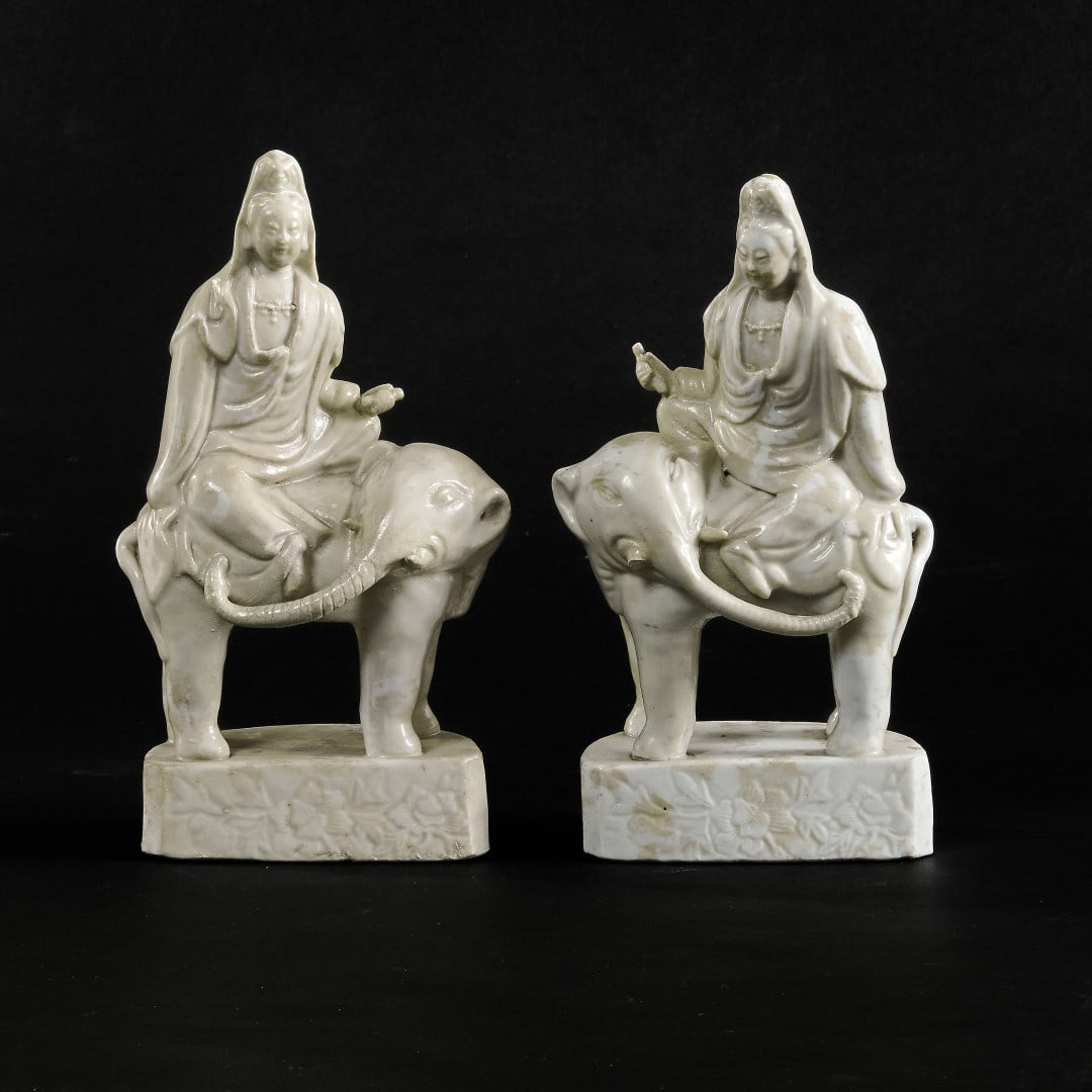 Pair of Puxian on elephant China, Qing dynasty, Kangxi period (1 of 1)