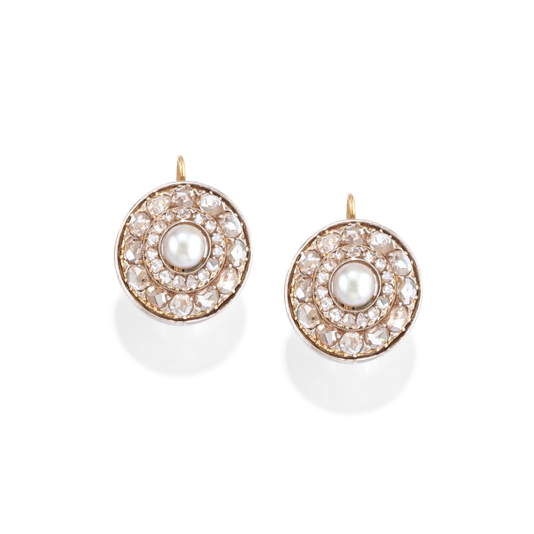 PAIO DI ORECCHINI IN DIAMANTI E PERLA - PAIR OF DIAMOND AND PEARL EARRINGS (1 of 2)