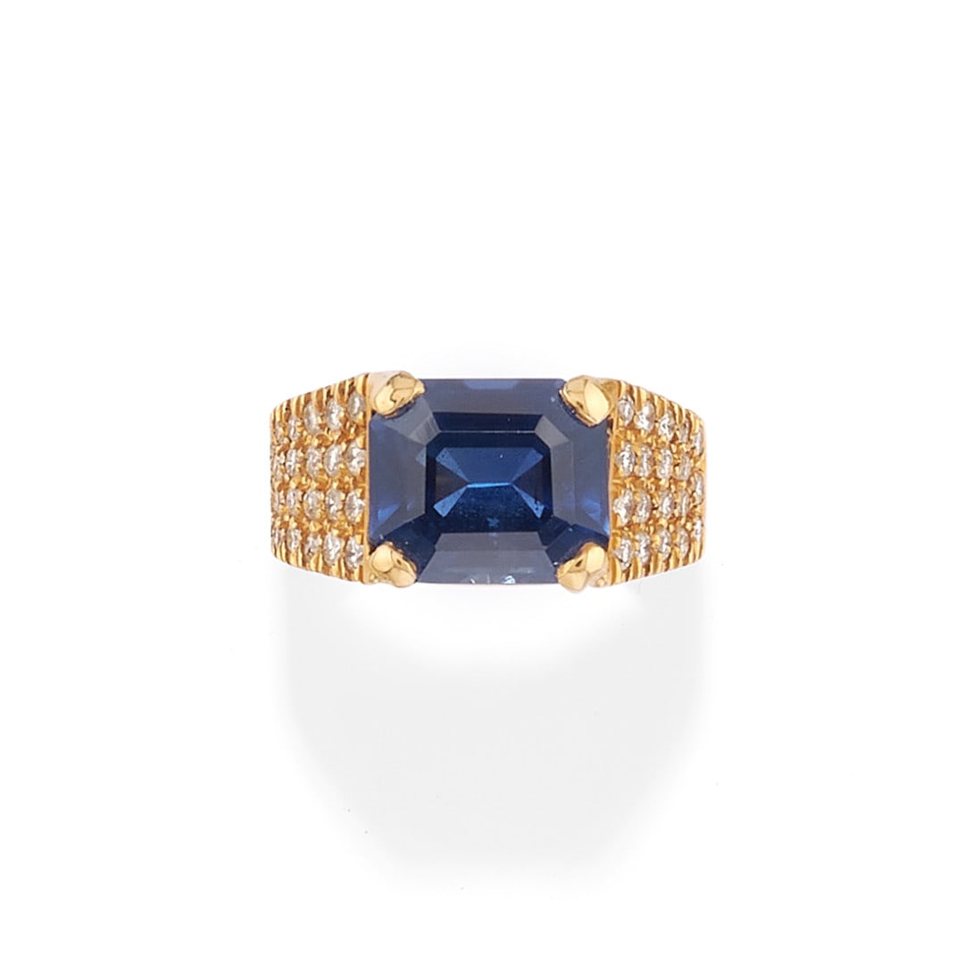 ANELLO IN ZAFFIRO E DIAMANTI, REPOSSI - SAPPHIRE AND DIAMOND RING, REPOSSI (1 of 2)