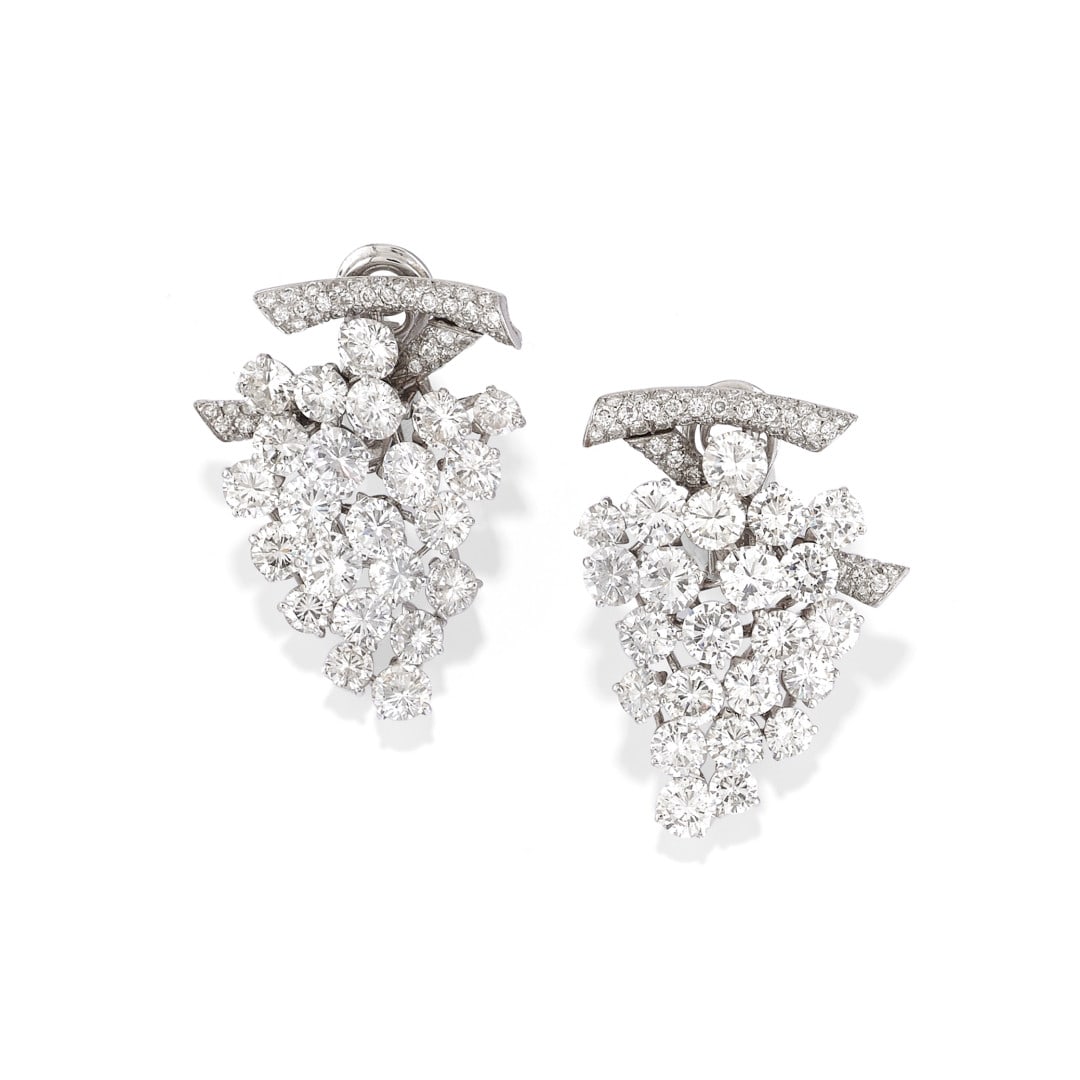 PAIO DI ORECCHINI A CLIP IN DIAMANTI - PAIR OF DIAMOND EAR CLIPS (1 of 2)