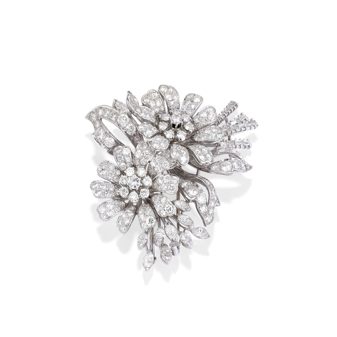 SPILLA A CLIP IN DIAMANTI - DIAMOND CLIP BROOCH (1 of 2)