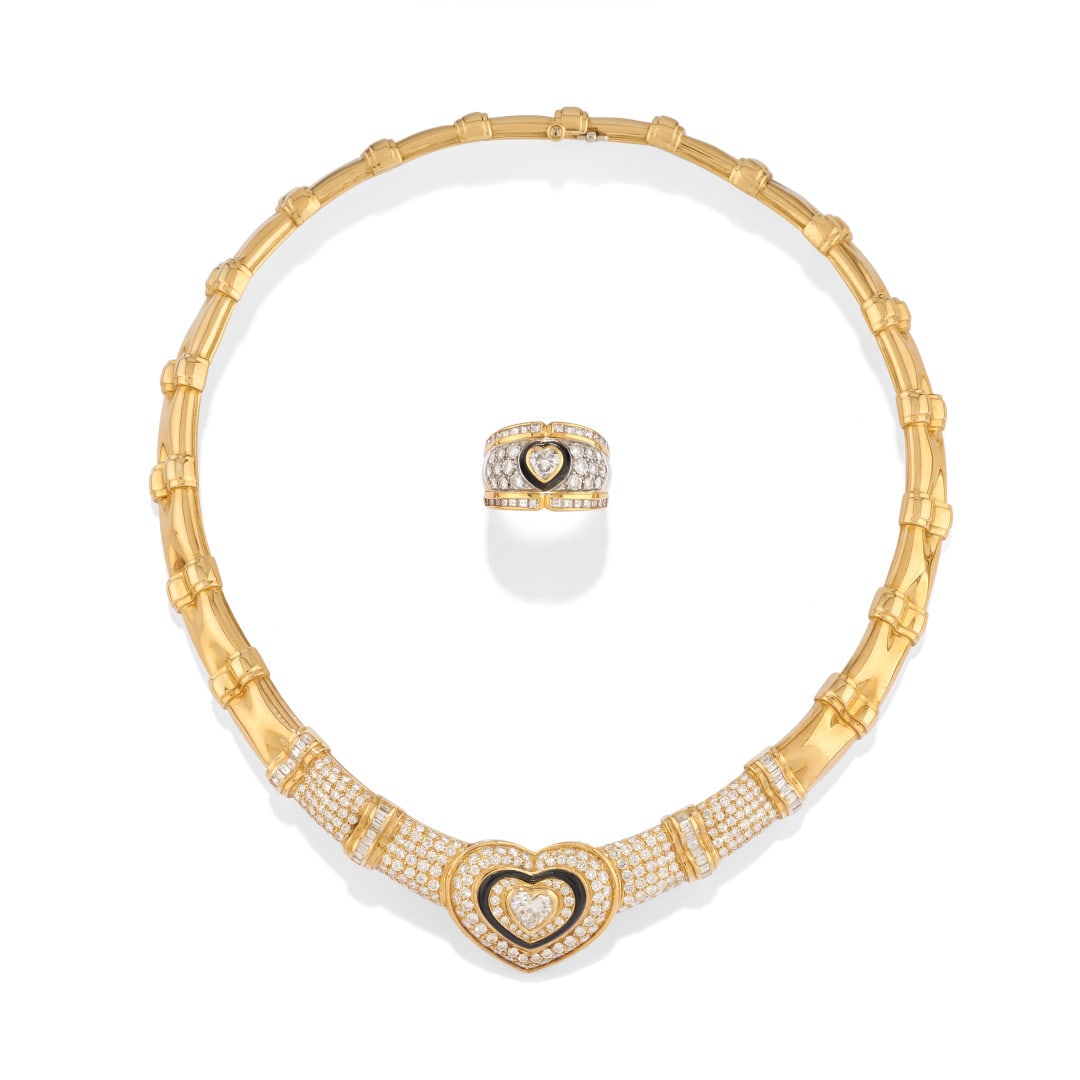 DEMI-PARURE IN DIAMANTI E ONICE - DIAMOND AND ONYX DEMI-PARURE (1 of 3)