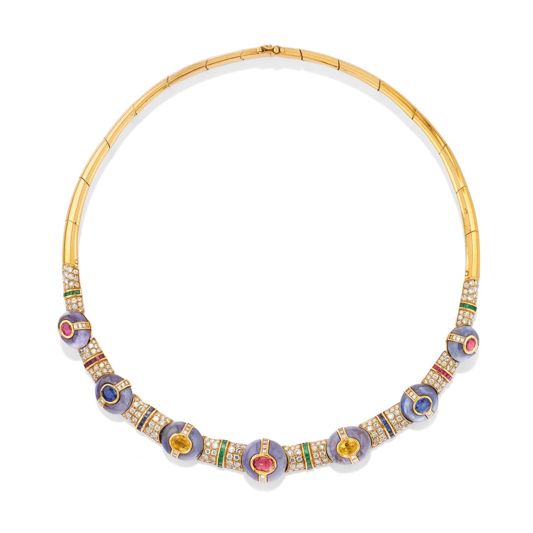 COLLANA IN ZAFFIRI, SMERALDI E DIAMANTI - SAPPHIRE, EMERALD AND DIAMOND NECKLACE (1 of 2)