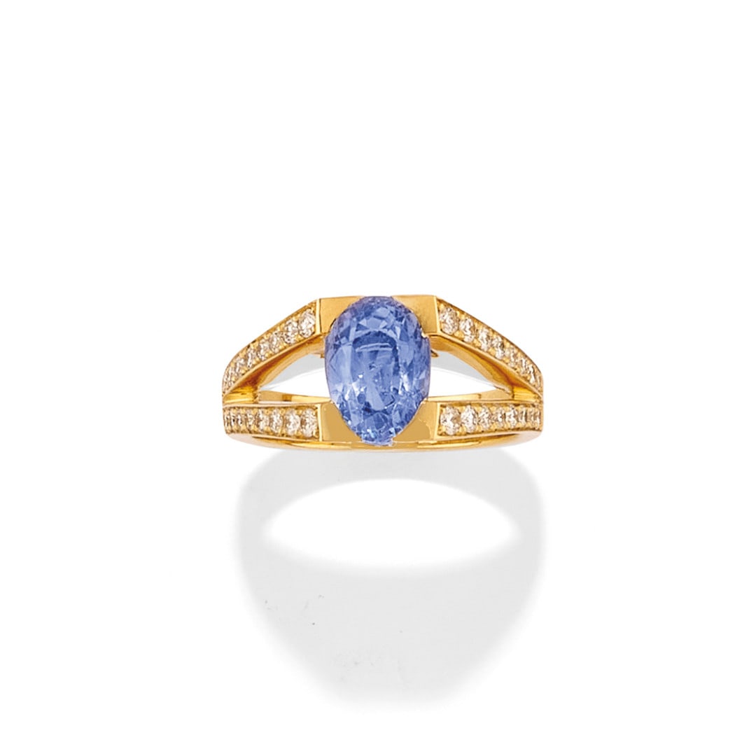 ANELLO IN ZAFFIRO E DIAMANTI, FASANO - SAPPHIRE AND DIAMOND RING, FASANO (1 of 1)