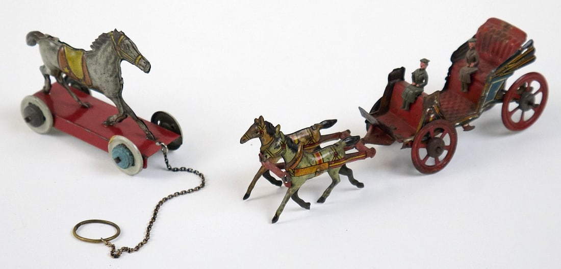 MEIER Carriage con due cavalli e cavallo singolo Anni '10/'20 - MEIER Carriage with two horses (1 of 1)