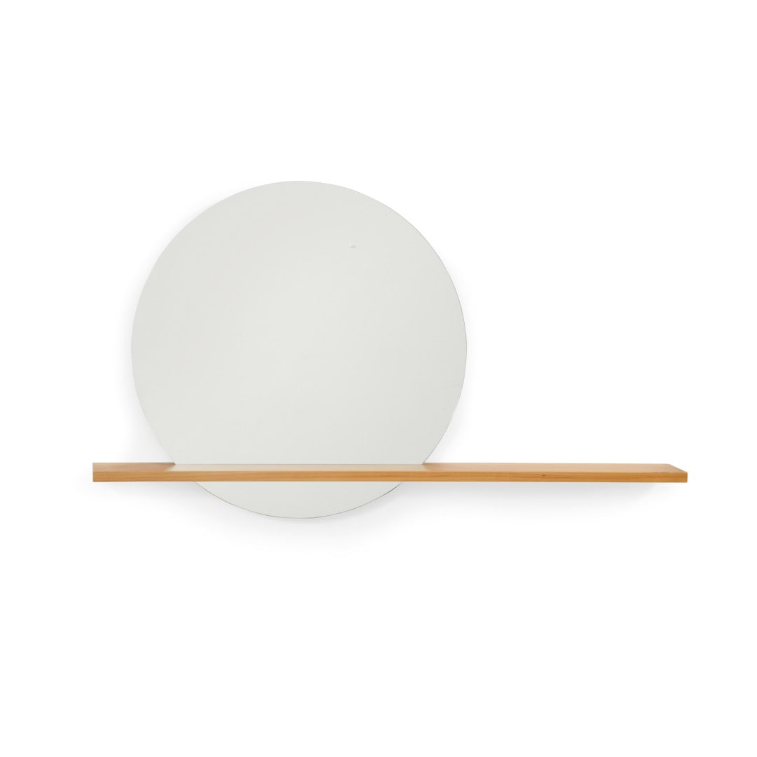 CAPPELLINI SPECCHIO CON MENSOLA SERIE 'PROGETTO OGGETTO' anni '80 - CAPPELLINI Mirror with shelf: Legno, vetro specchiato. Etichetta del produttore. 80,00 x 140,00 x 17,00 cm - Wood, mirrored glass. Manufacturer’s label. 31.50 x 55.12 x 6.69 in.