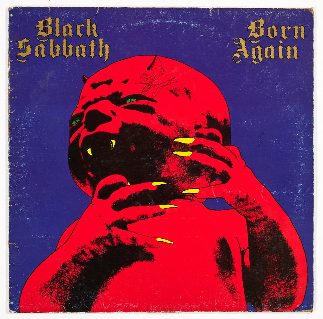 BLACK SABBATH Born Again 1983: Original LP double-signed by Geoff Nicholls both on the cover and inside
