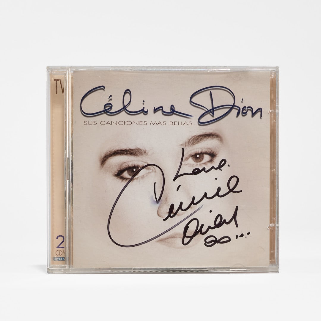 CELINE DION Las Canciones Más Bellas 1997: Signed CD on the booklet cover