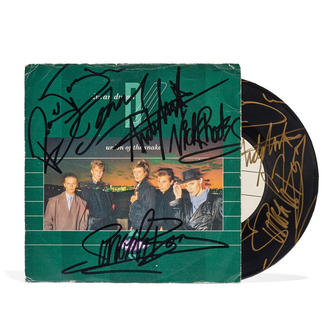 DURAN DURAN Union of the Snake / Secret Oktober 1983: 45 RPM featuring autograph signatures of all band members both on the cover and on the vinyl