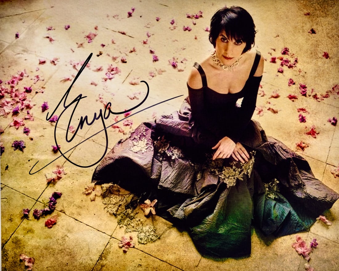 ENYA Signed photographic print: Signed photographic print depicting the artist 7.87 x 9.84 in.