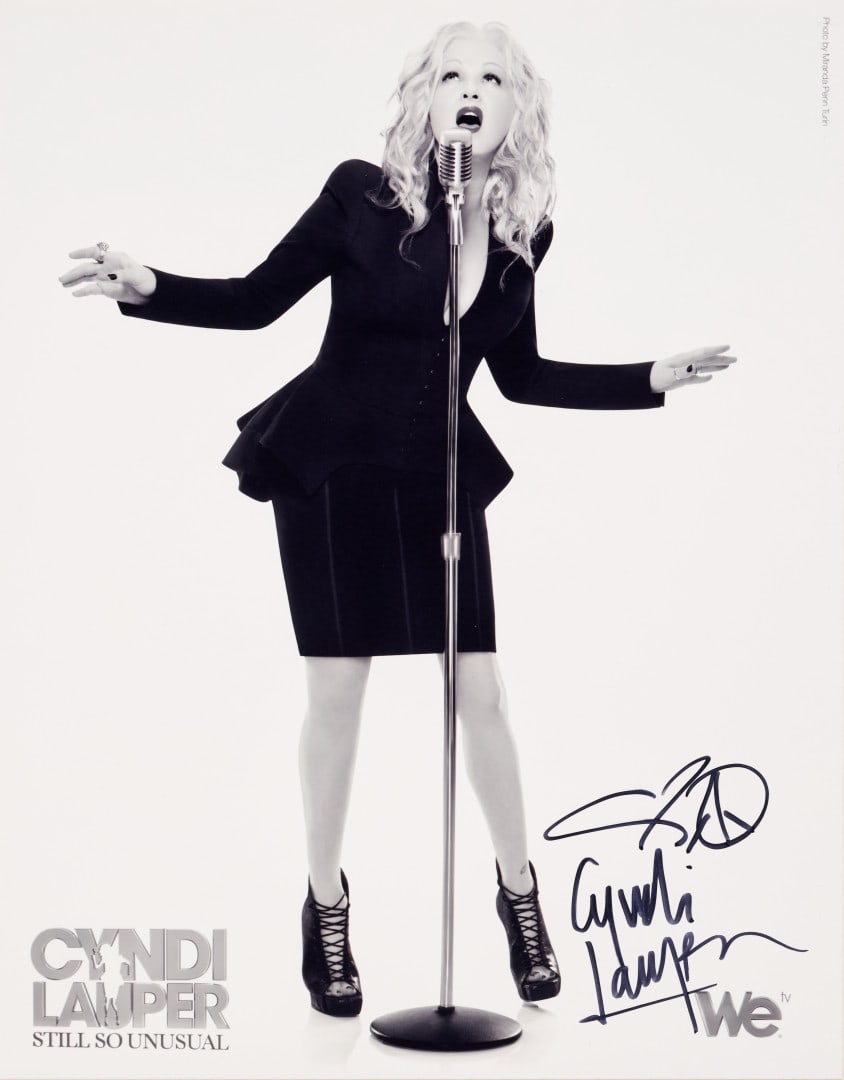 CYNDI LAUPER Still So Unusual 2013: Photographic print taken from the American reality television series aired on WE tv, signed by the artist 9.84 x 7.87 in.