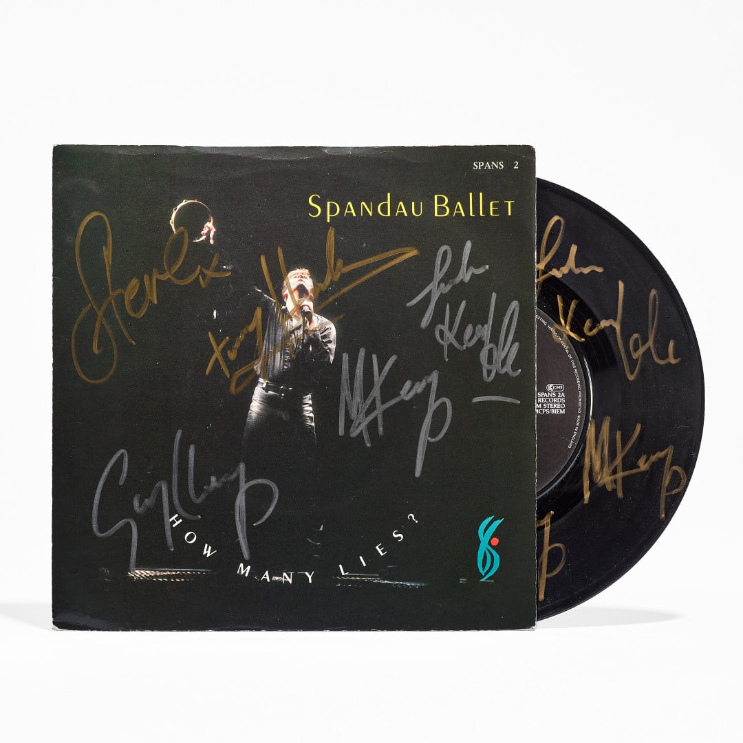 SPANDAU BALLET How Many Lies? / Communication 1987: 45 RPM featuring autograph signatures of all band members on the cover