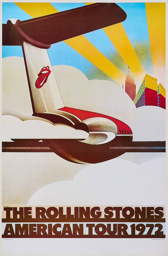 THE ROLLING STONES "American Tour" by John Pasche 1972: Silk-screen print, Sunday Prom. Inc., USA Condition: B+ 37.80 x 24.80 in. Original poster from the Stones' American tour, also known as the "Stones Touring Party"