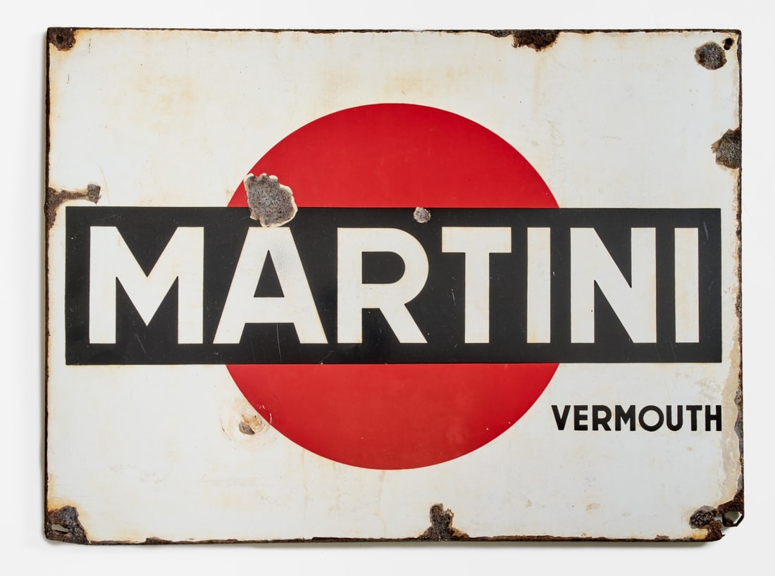 MARTINI VERMOUTH anni '60 - MARTINI VERMOUTH 1960s: In latta smaltata. Discreto stato. 77,00 x 57,00 cm - Enameled tin. Fair condition. 30.31 x 22.44 in.