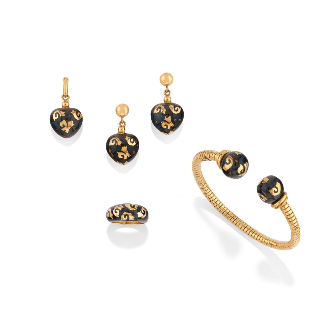 PARURE IN SMALTI NERI - BLACK ENAMEL PARURE (1 of 4)