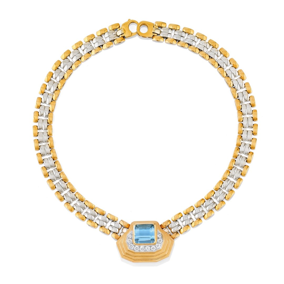 GIROCOLLO IN AQUAMARINA E DIAMANTI - AQUAMARINE AND DIAMOND NECKLACE (1 of 1)