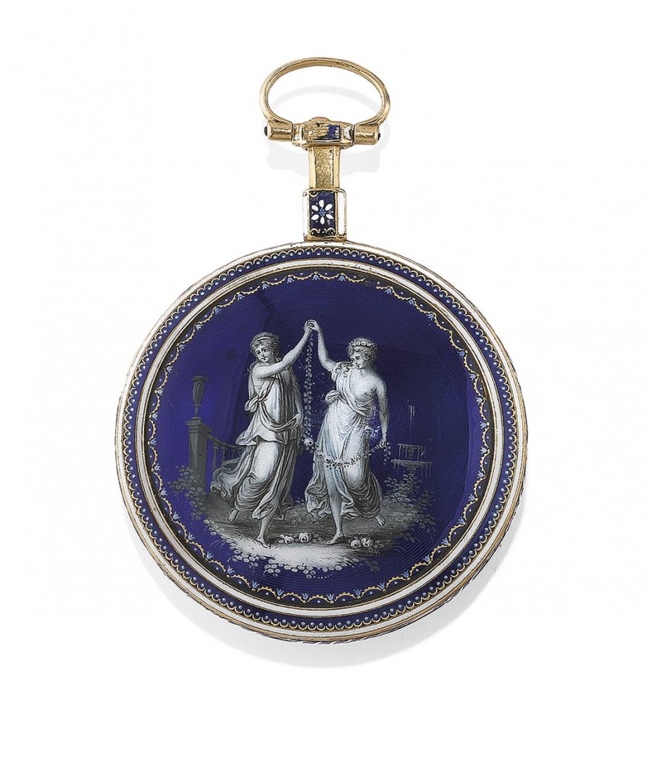 FRENCH KEY-WINDING ENAMELED POCKET WATCH (1 of 1)