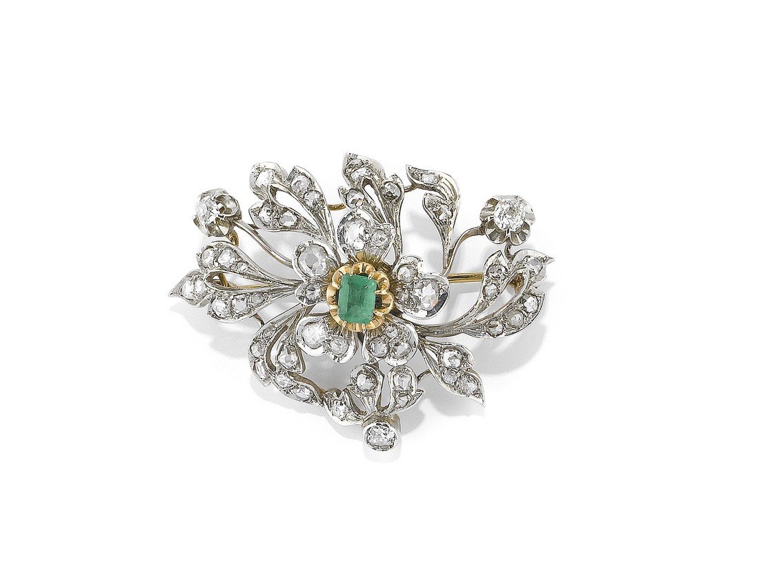 SPILLA IN DIAMANTI E SMERALDO  DIAMOND AND EMERALD (1 of 1)