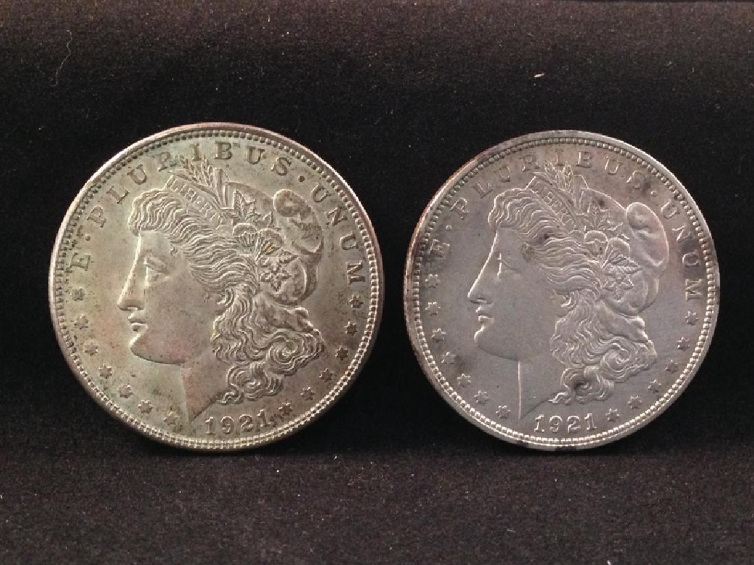 Lot of (2) 1921 Morgan Silver Dollars (1 of 5)