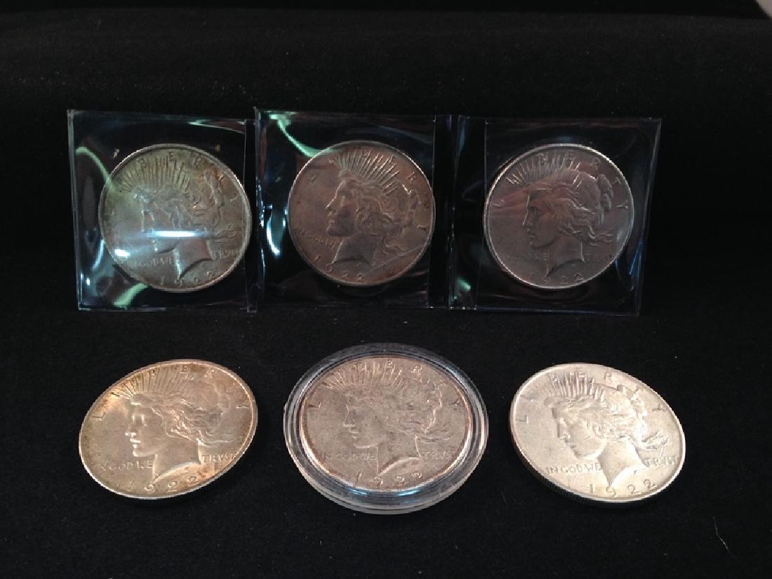Lot of (6) Peace Silver Dollars (1 of 6)