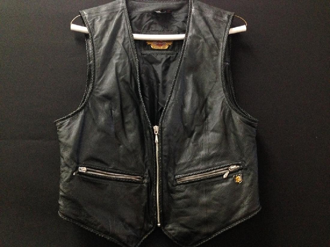 Harley Davidson Leather Vest Ladies L W: Well preserved leather vest with embossed Harley Logo on the back. The coat was made in Indonesia...see the photos...Good Luck!!!