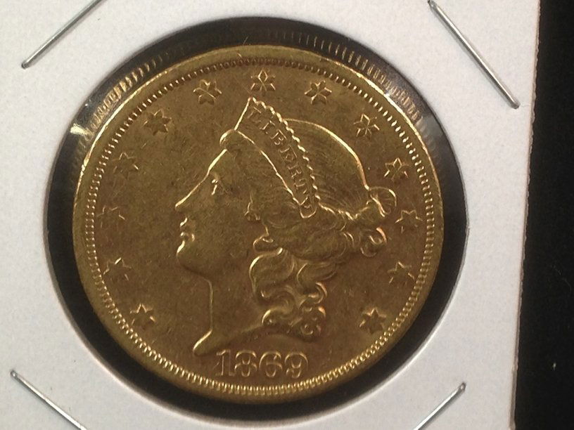 1869 S Liberty Head $20 Gold Coin: Super star!!! Have a close look at this San Francisco Minted Liberty Head Gold Coin. The strike should grab your attention almost immediately...NOTE: Gold Coins may require additional payment authoriz