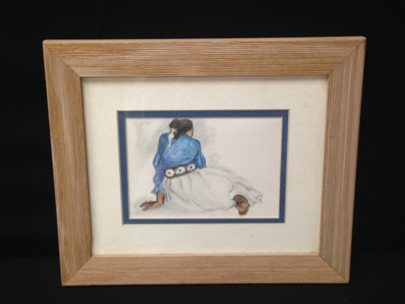 R.C. GORMAN Print 'Woman with Concho Belt'.: This lovely vintage R. C. Gorman print is titled 'Woman with Concho Belt'. It is an offset lithograph print and the artist's signature is on the lower left, though quite faded. The print is circa 1976