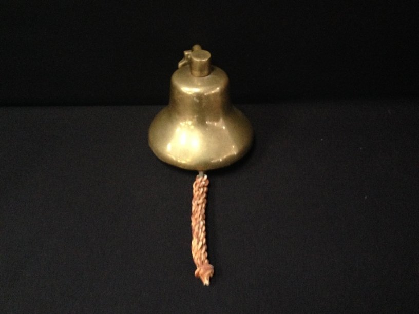 Solid Brass Vintage Ship's Bell.: The condition of the vintage bell is very nice with great patina. The 4" high x 5" diameter brass bell comes with bracket and has the clanger that rings loud and clear. Whether you choose to display t