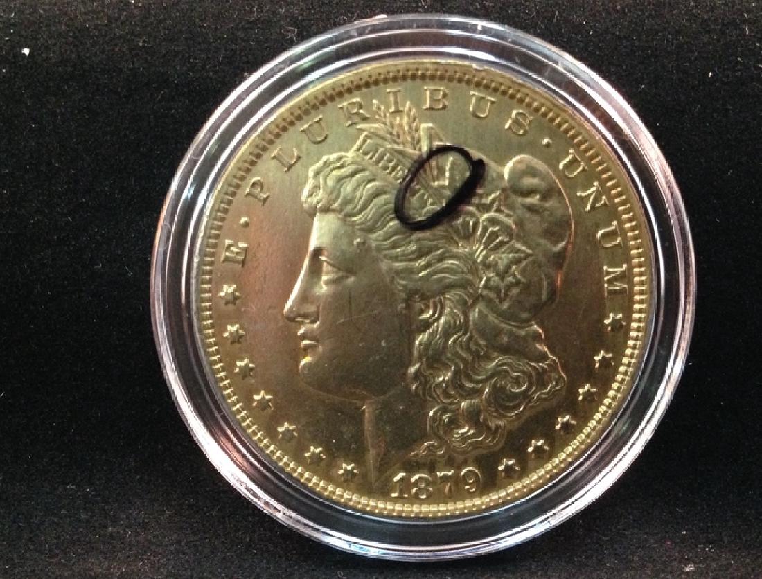 1879-O Morgan Silver Dollar, Gold Plated: See photos for the nice looking details on this gold plated Morgan Silver Dollar.