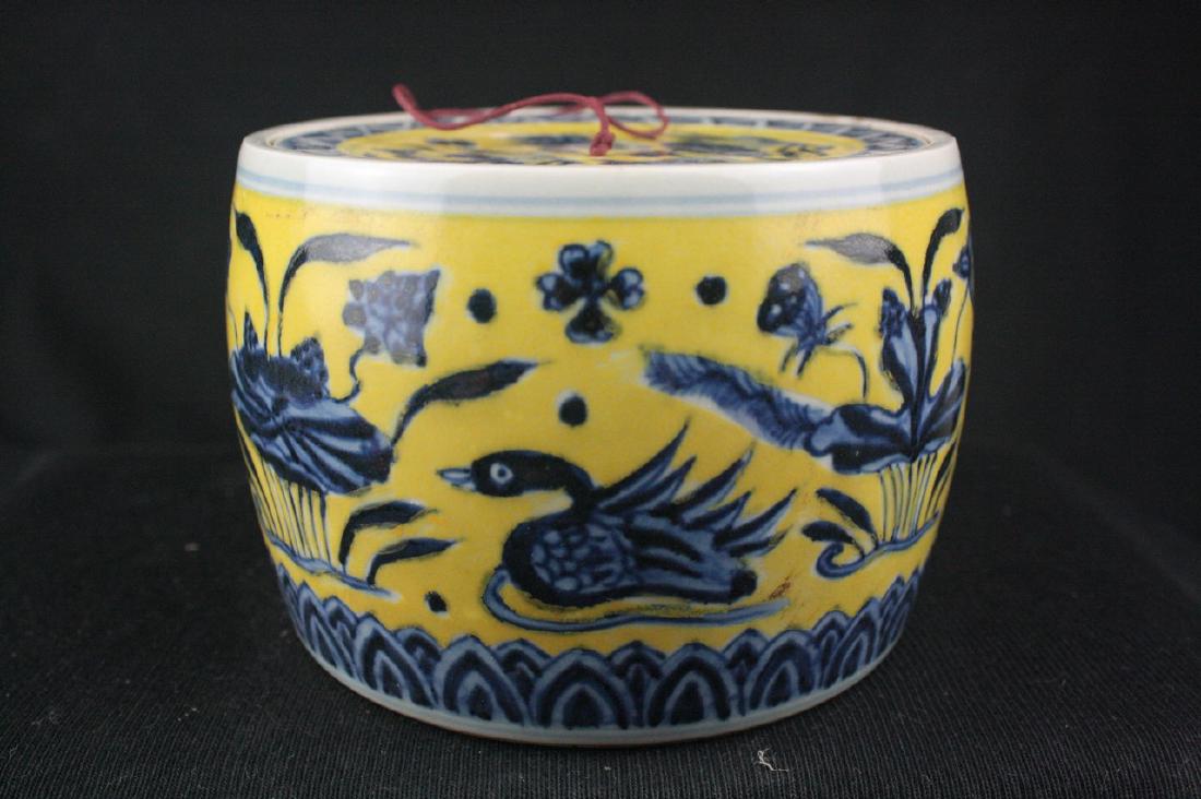 Chinese Yellow Glazed Porcelain Cricket Case (1 of 6)