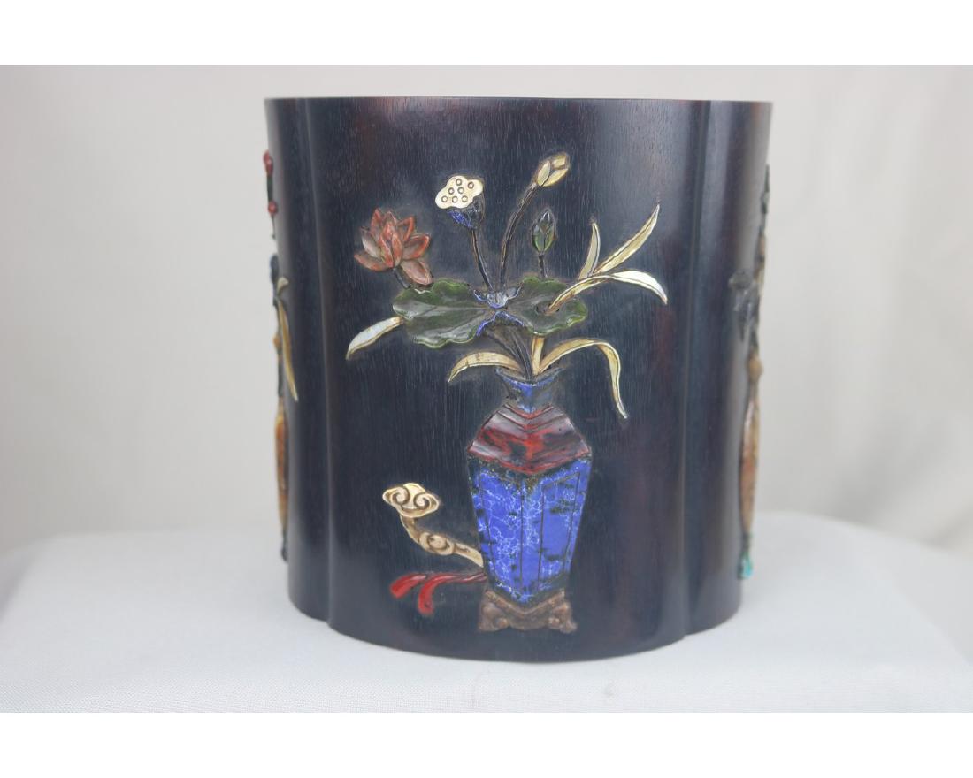 Chinese Zi-Tan Wood Brush Holder (1 of 6)