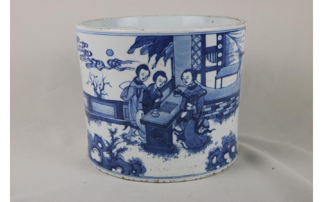 Chinese Blue and White Porcelain Brush Pot (1 of 4)