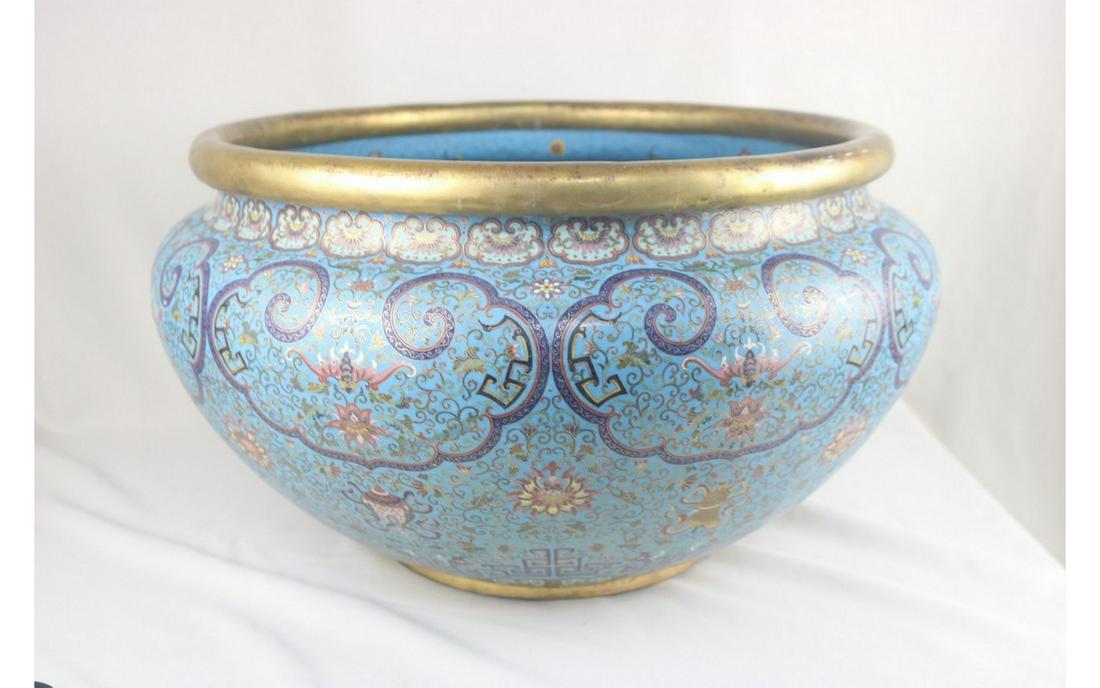 A Large Cloisonne Enamel Fish Bowl (1 of 7)