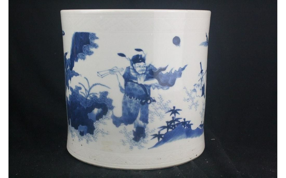 Chinese Blue and White Porcelain Brush Pot (1 of 4)