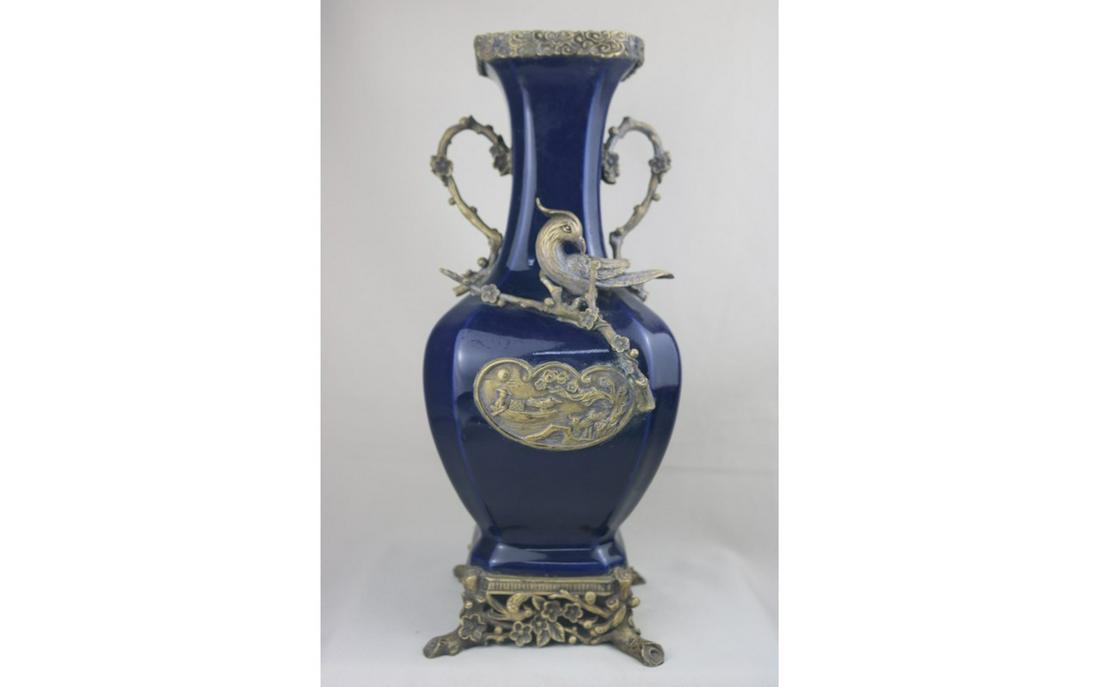 Chinese Dark Blue Glazed Porcelain Vase (1 of 8)