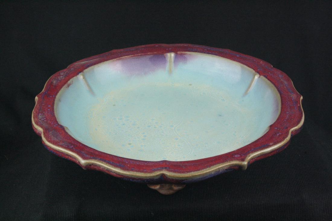 Chinese Red Glazed Porcelain Tripod Basin (1 of 4)