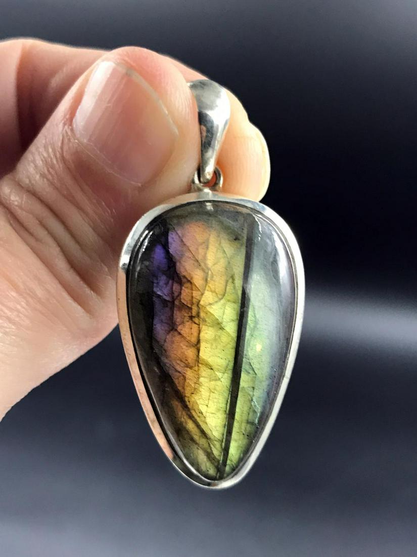 Labradorite, Rock, Crystal, Natural, Jewelry, Sterling: Labradorite in sterling silver pendant Notes: Est. shipping quote $6