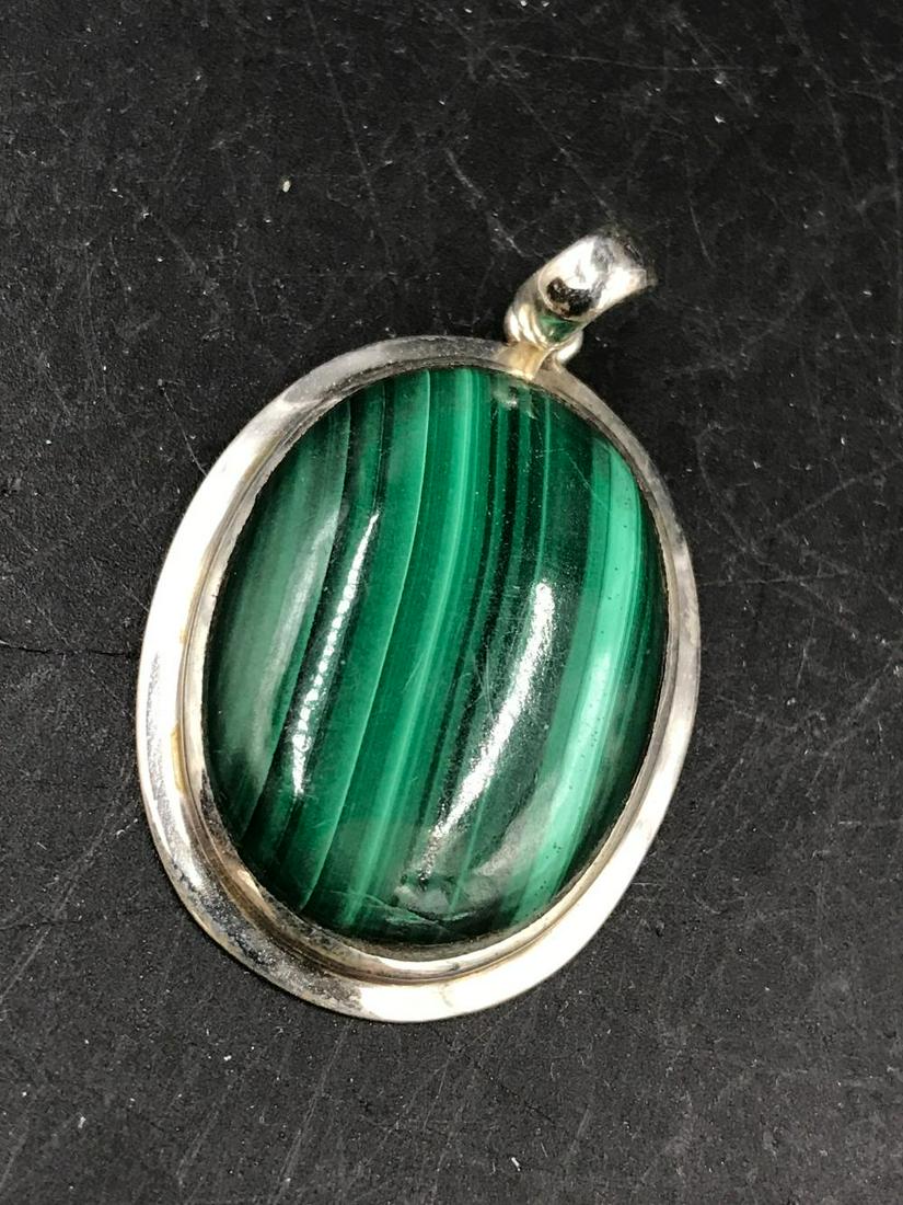 Malachite, Rock, Crystal, Natural, Jewelry, Sterling: Malachite in sterling silver pendant Notes: Est. shipping quote $6
