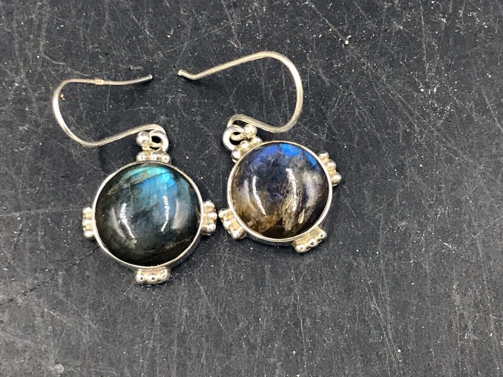 Labradorite, Rock, Crystal, Natural, Jewelry, Sterling: Labradorite in sterling silver ear rings