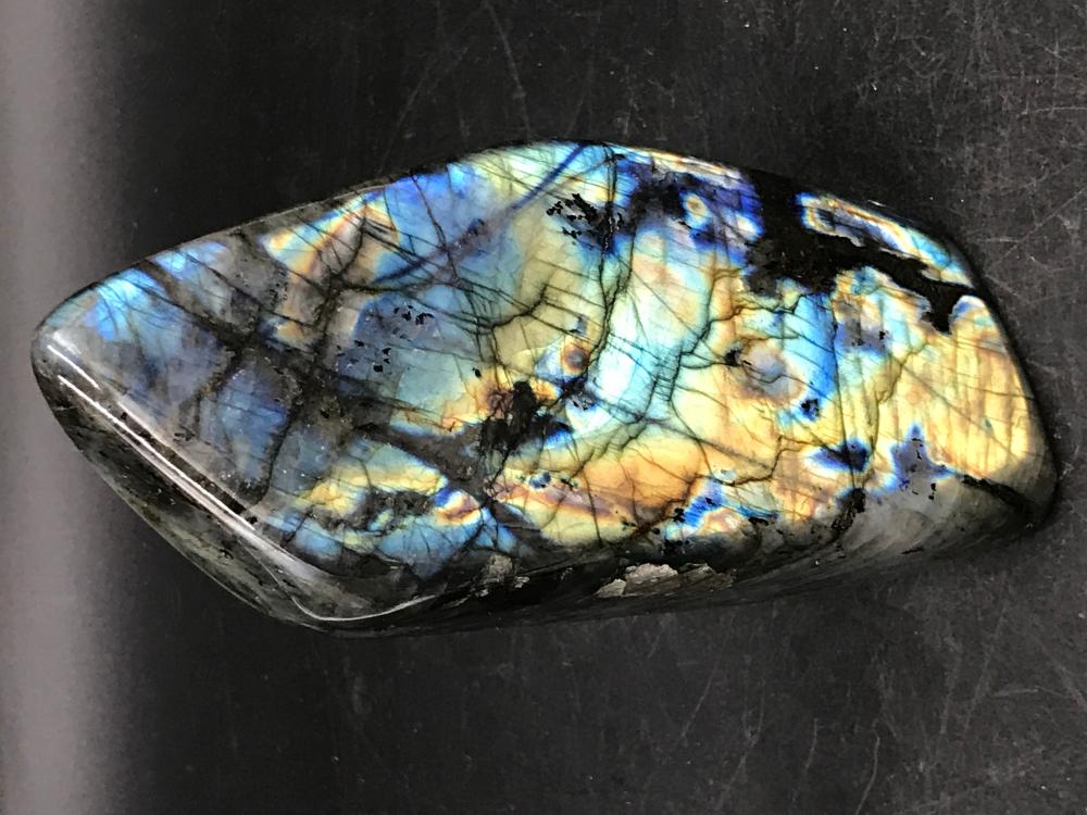 Labradorite, Rock, Natural, Decor, Collectible, Mineral: Polished labradorite freeform. Madagascar Notes: Est. Shipping quote $12